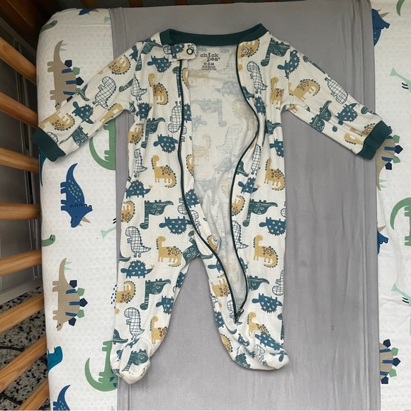 3 gently used reverse zip or double zip 3 month footie pjs - Picture 2 of 7